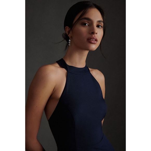 New Anthropologie x BHLDN Serephina Crepe  black Maxi Dress Size 10 - Picture 2 of 11